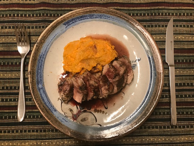 Duck with Port Wine Sauce and Mashed Sweet Potato
