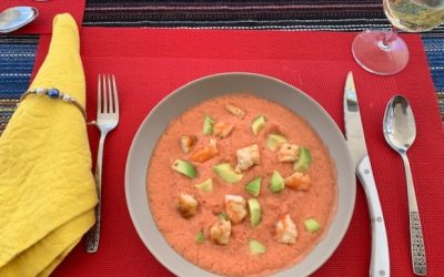 Salmorejo with Pineapple and Shrimp