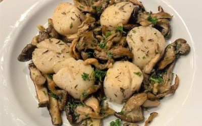 Grilled Scallops with Wild Mushroom Sauté