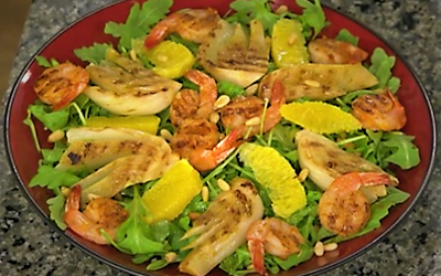 Arugula Salad with Grilled Shrimp and Fennel