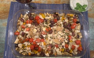 Baked Chicken and Vegetables with Tzatziki Sauce